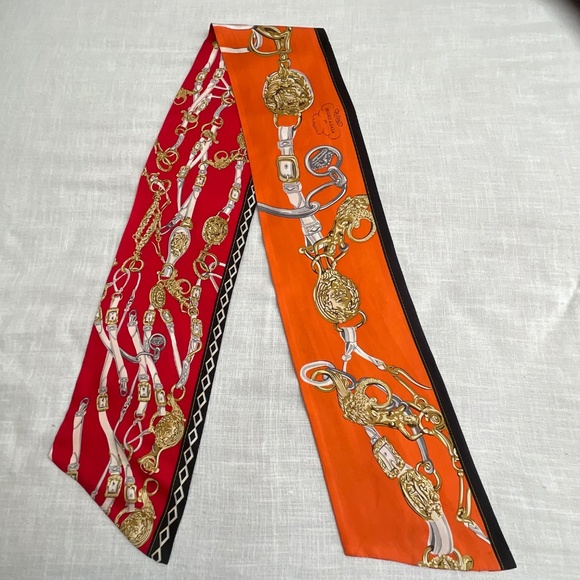 Hermes Bridges De Gala Maxi Twilly 100% Silk  8”x74”Made in France - Picture 14 of 16